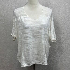 Chico's Women's Knit Top Dolman Sleeve Lightweight Casual White‎ Size 2 (M)